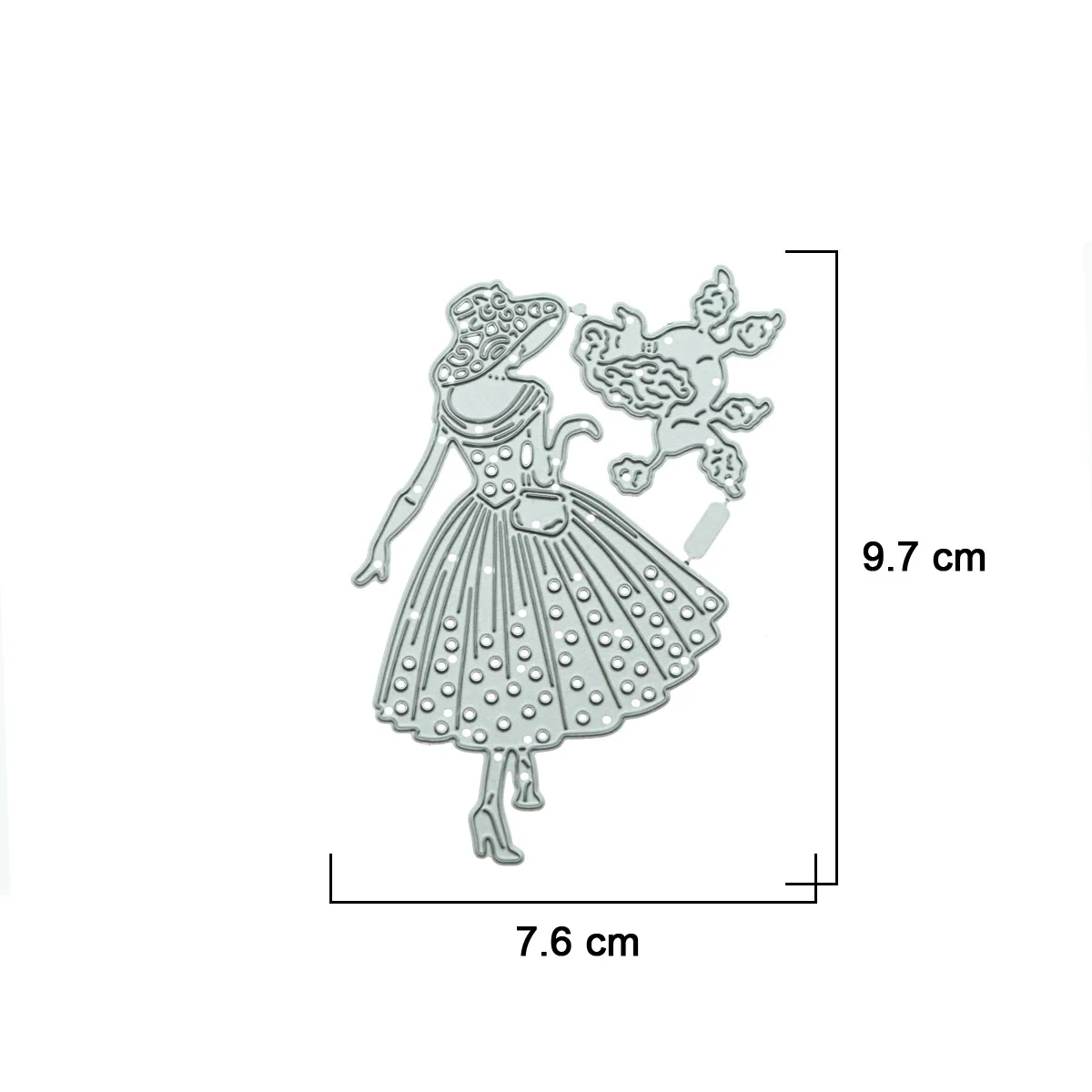 Elegant Female with Poodle Dog Metal Cutting Dies Stencil Scrapbooking DIY Clipart Card Decorating Papercraft Cut Die Template