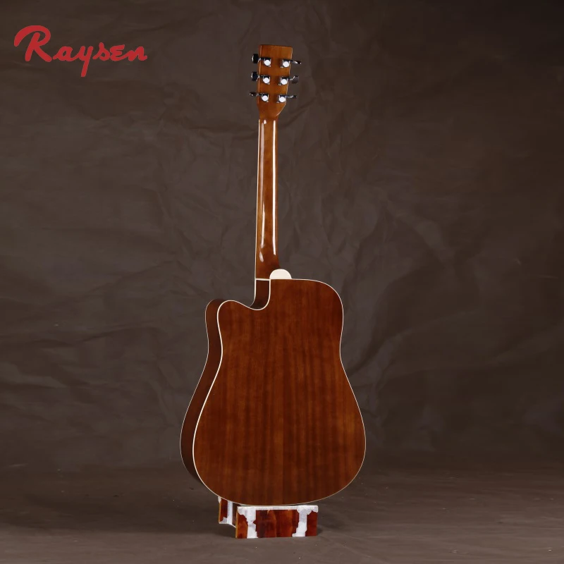 41‑Inch 6‑String Acoustic Folk Guitar Sapele Wooden Body String Instrument for Student Beginners Daily Learning Practice