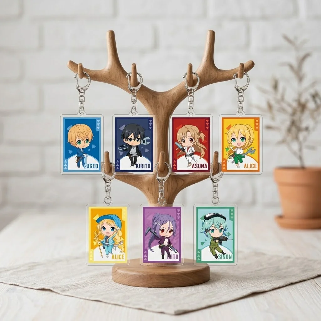 Anime Sword Art Online Acrylic Keychain 6CM Chibi Version Asuna Kirito Mito Eugeo Alice Backpack Ornament Fan Merchandise