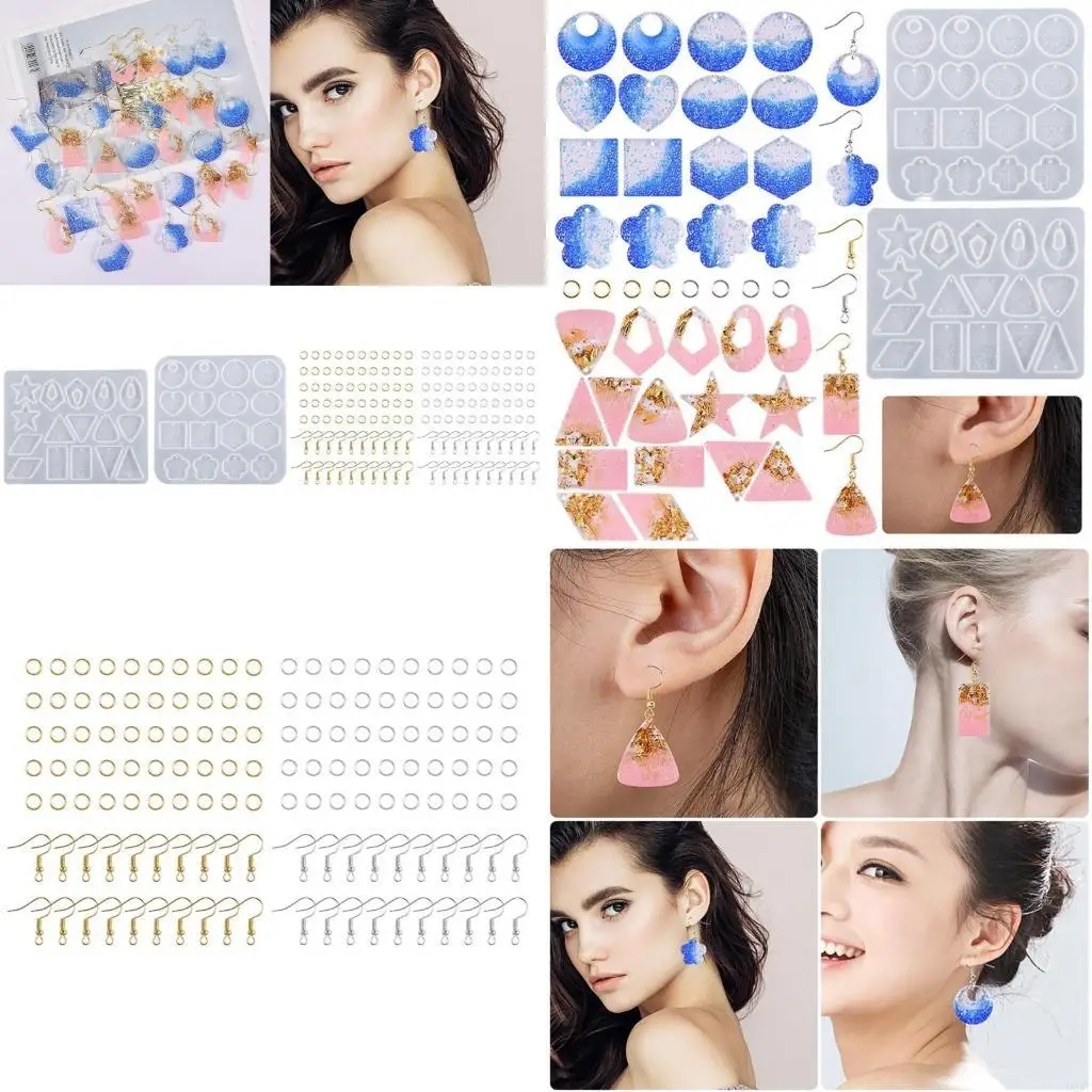 Shiny Diy Geometry-shaped Water Silicone Epoxy Resin Mold DIY Keychain Earring Pendant Jewelry for Valentine Gift
