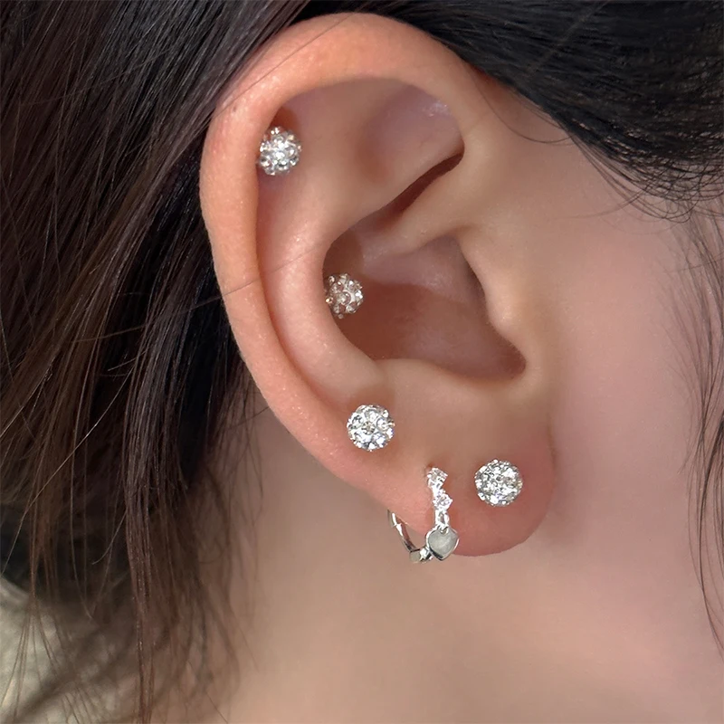 Pendientes de bola de cristal, Piercings de cartílago Tragus de oreja, pendiente de bola de concha, Perno de lóbulo de oreja, Piercings de cartílago de hélice, 1pc