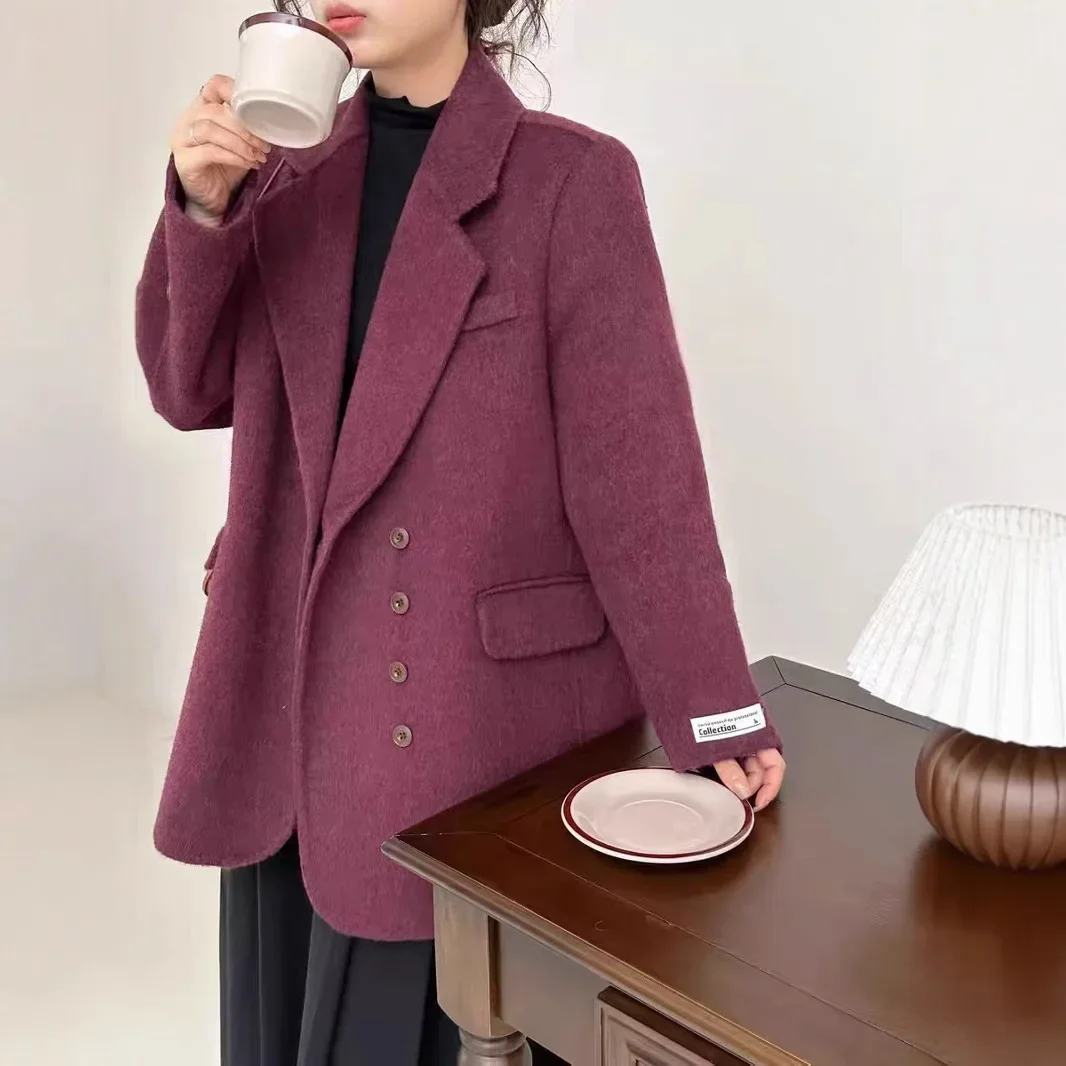 SuperAen Double-sided Wool Suit 2025 Autumn and Winter New Loose Korean Style Single-breasted Vintage Casual Coats