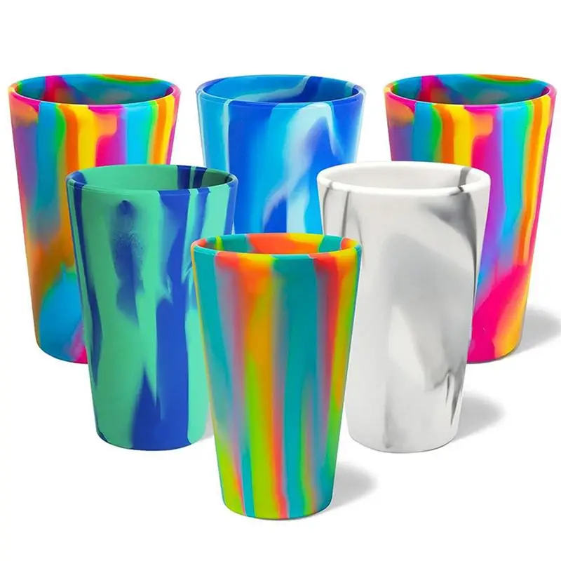 Silicone Pint Glasses Silicone Cups For Indoor Outdoors Dishwasher Safe Drinkware Reusable Tie Dye 16oz Unbreakable Colorful Cup