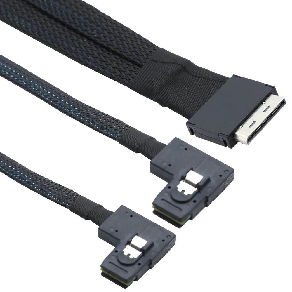 Durable Oculink PCIe to Dual 8I SAS SFF-8087 Right Angle Server Cable Bundle for Efficient Data Transfer