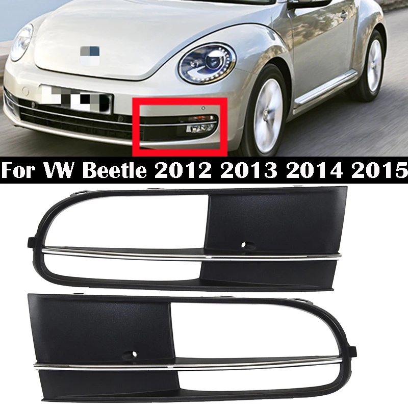 

Front Bumper Grille Fog Light Cover For Volkswagen Beetle 2012 2013 2014 2015 2016 2017 Black & Chrome Car-Stying