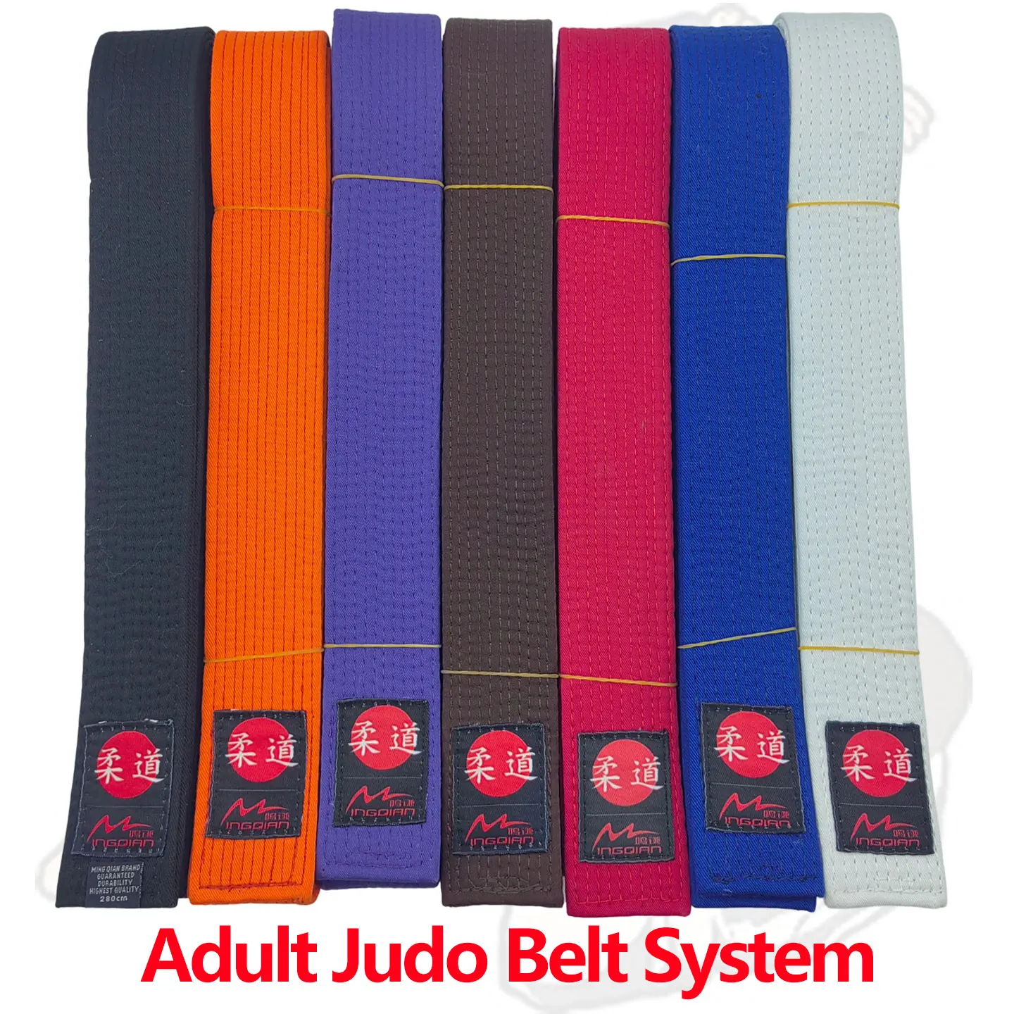 Adult Men's Rigid Judo Belts Custom Embroidered Name White Yellow Blue Green Red Brown Purple Black 4.5cm A012345