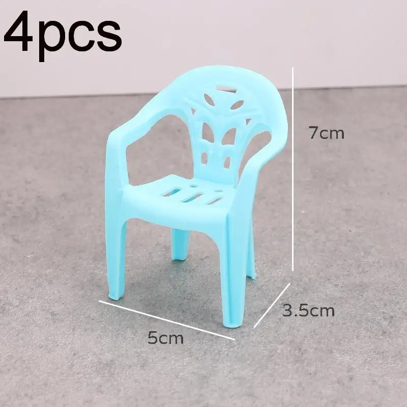 4pcs Miniature Backrest Chair Set Plastic Dollhouse Armchairs 1/6 Scale Doll Furniture Ideal Children's Gifts