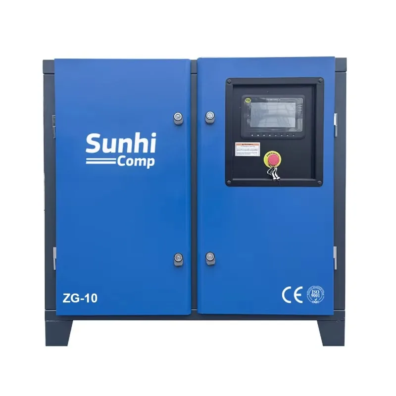 Eficiente 7.5KW 10HP SUNHICOMP Sistema refrigerado por aire Material de aleación resistente Compresor de aire de tornillo industrial para uso resistente