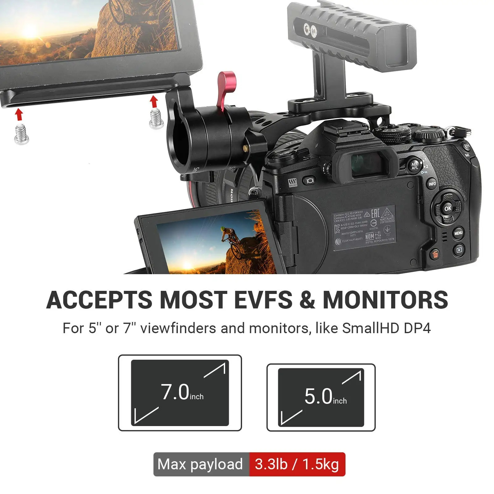 SmallRig Quick Release Clamp Adjustable EVF Mount with NATO Rail DSLR Camera Monitor Holder 2113