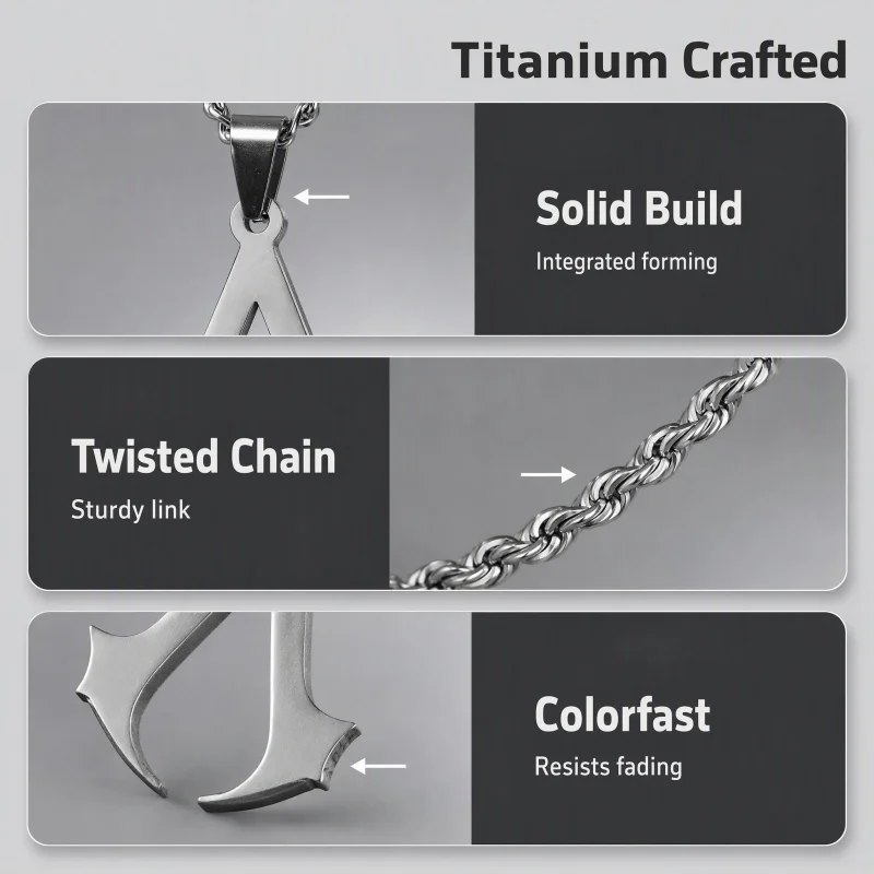 Stainless Steel Assassin Syndicate Creed DIY Pendant Game Movie Anime Cosplay Necklace Men Jewelry Gift