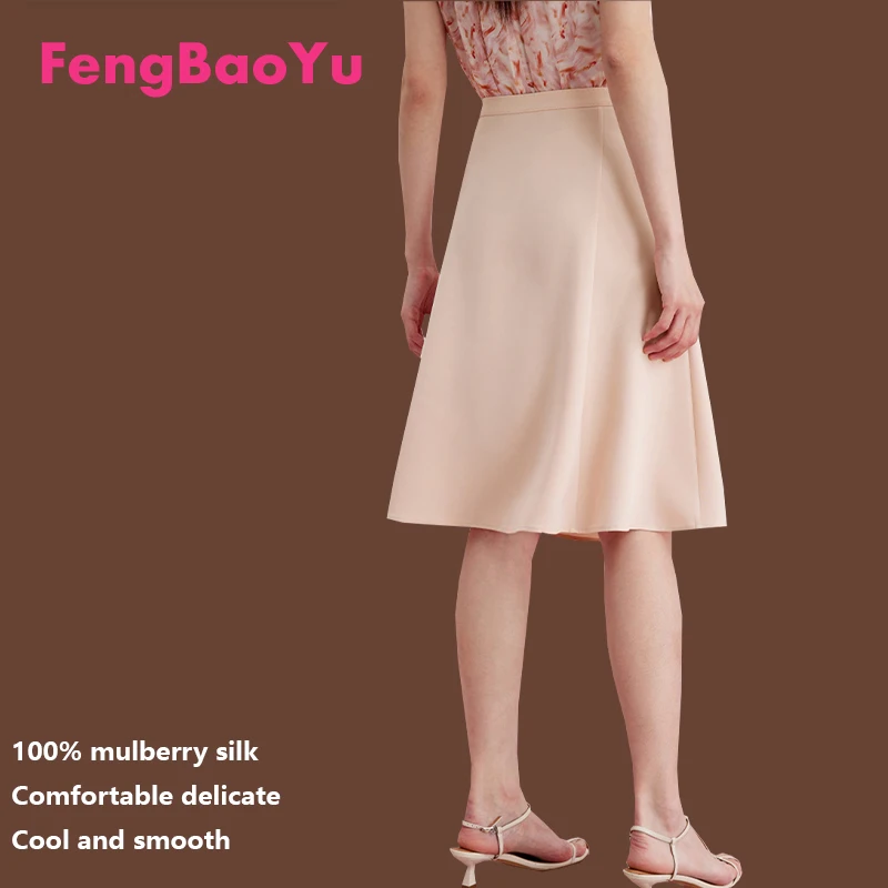 

High-end Mulberry Silk Women's Skirt Grey Simple Temperament A-line 100% Silk Skirt Comfortable Soft Light Women's Clothing