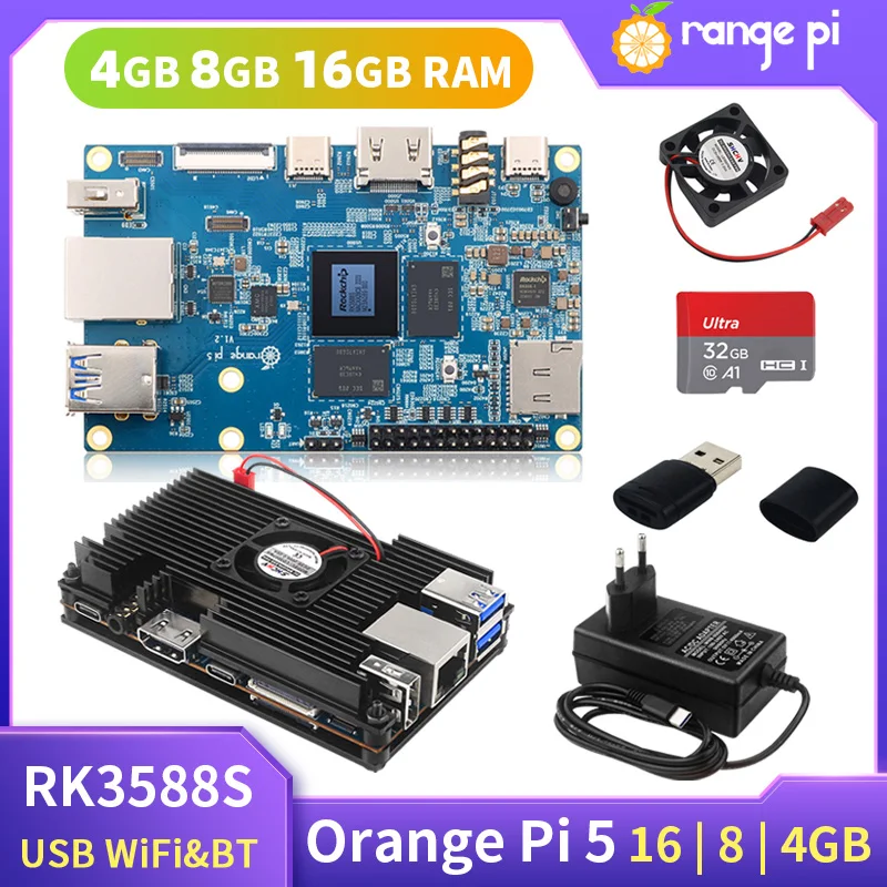 Orange Pi 5 4/6/16 GB RAM RK3588S 8-Core 64-Bit Gigabit Ethernet PCIE Modul Externes WiFi+BT SSD läuft Android Debian OS
