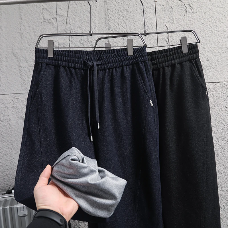 

Trendy Men's Casual Wide Leg Pants Knife Straight Fit Loose Comfortable Long Trousers for Autumn Polyester Fiber Resista...