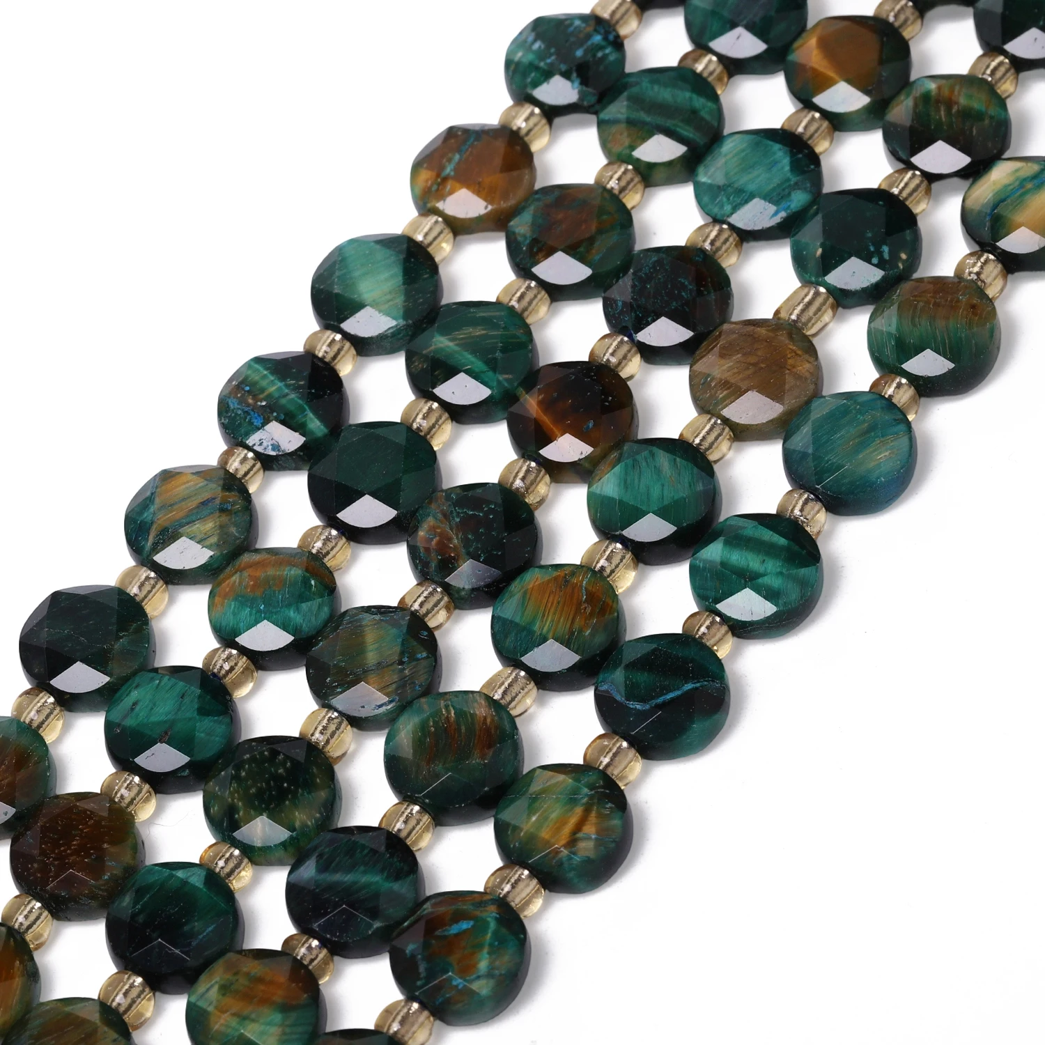 10x5mm AAA Faceted Coin Natural Stone Green Tiger Eye Beads Rondelle Spacer Beads For Jewelry Making DIY Bracelets Accessories view 3