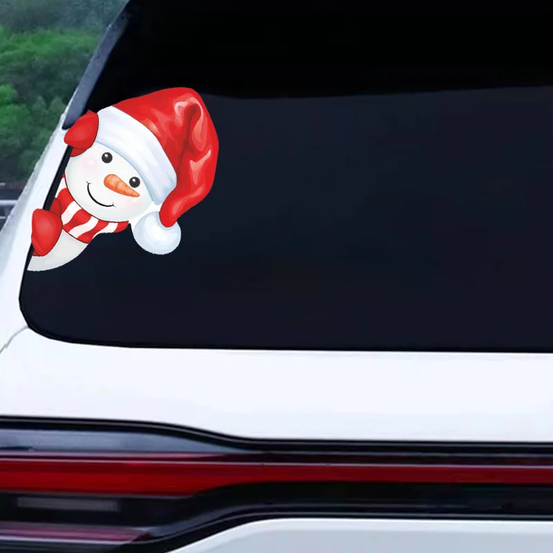 Christmas Peeking Car Sticker Cute Santa Claus Reindeer Snowman Window Decals For Car Window Bumper Stickers SH593