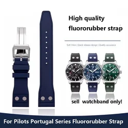 20mm 21mm 22mm Soft Fluororubber Strap for IWC Pilot Portuguese Mark 18/20 Quick Release High Quality Fluororubber Watchband