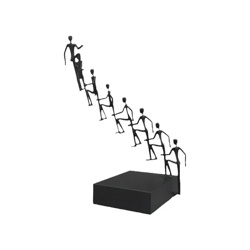 Modern simple abstract cast iron step by step figure sculpture ornament living room entrance study soft decoration home accessor
