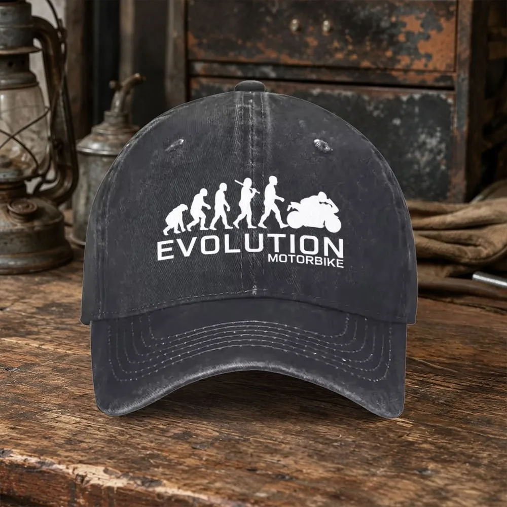 Motorcycle-Evolution-Pattern-Washed-Baseball-Cap-Unisex-Adjustable-Sun-Protection-Cap-for-Daily-Sports-Travel
