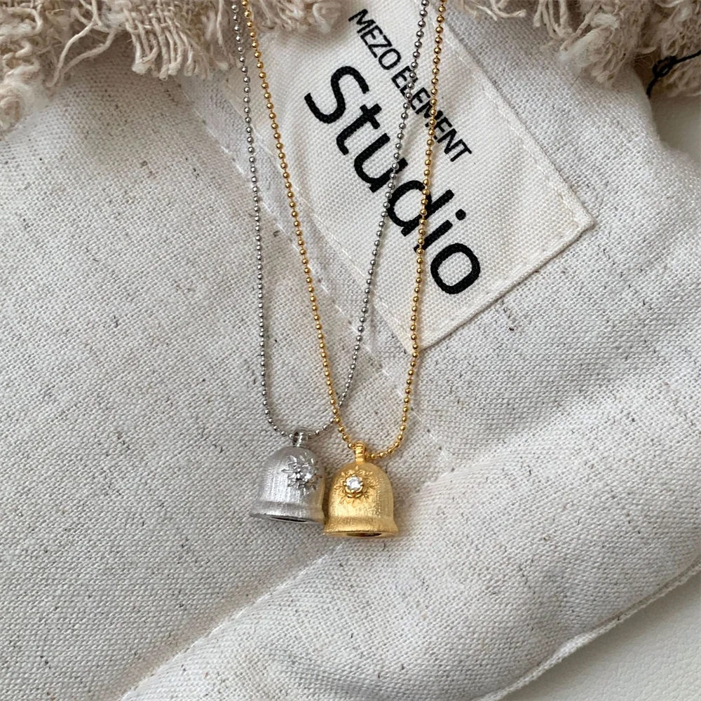 

Korean Style S925 Sterling Silver Necklace for Women, Brushed Bell Christmas Themed, Niche Premium Versatile Collarbone Chain