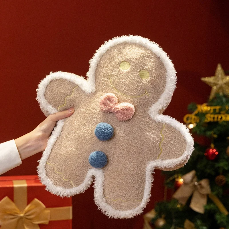 Oreiller en peluche bonhomme en pain d'épice, jouet, décor de canapé, de chambre, dessin animé, mignon Cookie Man, coussin en peluche, poupée, cadeaux de noël pour enfants