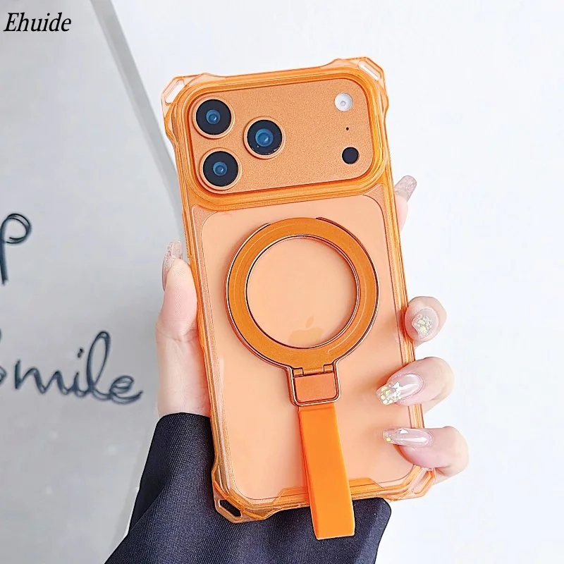 

Магнитный чехол для iPhone 17 Pro Max 16, 13, 12, 11, 14, 15 Plus, противоударный, с четырьмя углами, ремешком, жесткий прозрачный чехол