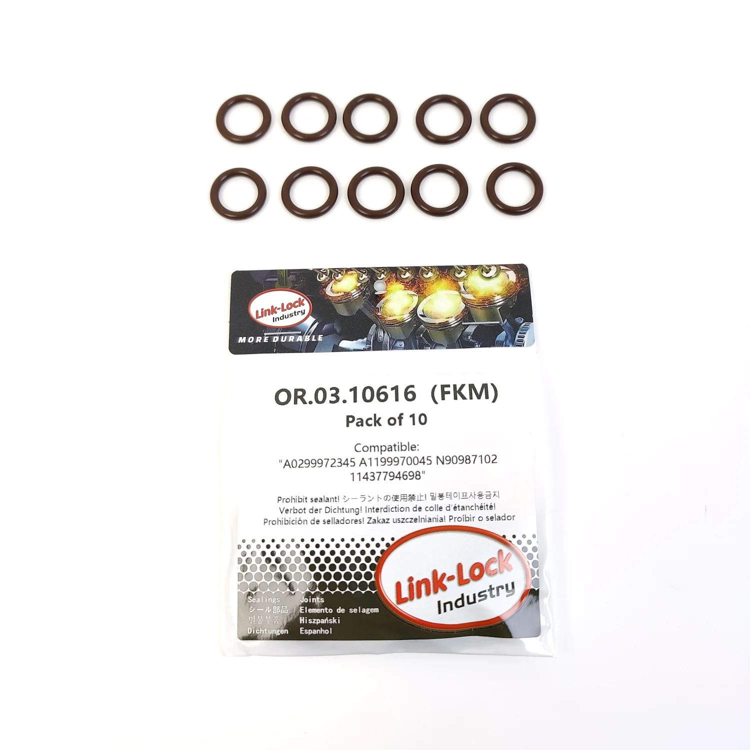 10PCS OR.03.10616 FKM Viton Sealing O-Ring Kit of Engine Oil Dipstick A0299972345 A1199970045 N90987102 11437794698 for Audi