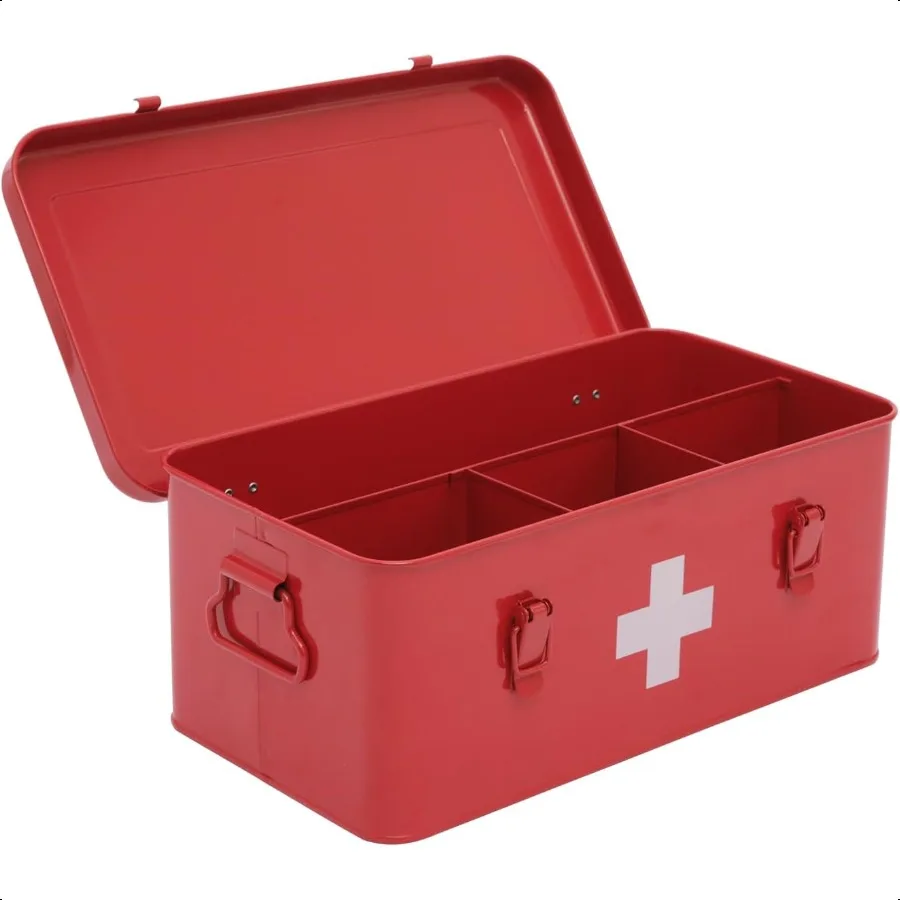 

First Aid Box Empty Metal Medicine Box with Safety Lock Medical Storage Organizer First Aid Kit plies Organizer for Emergency S
