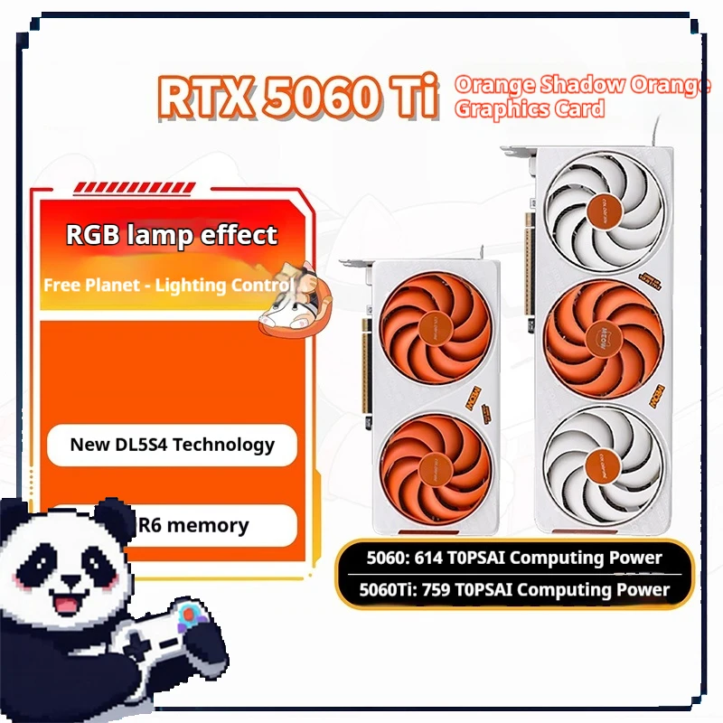 Rtx5060/5060ti 8g/16g Rgb Desktop Dlss 4 Computer Independent Display Orange Cat Color Matching Game Computer Host Accessories