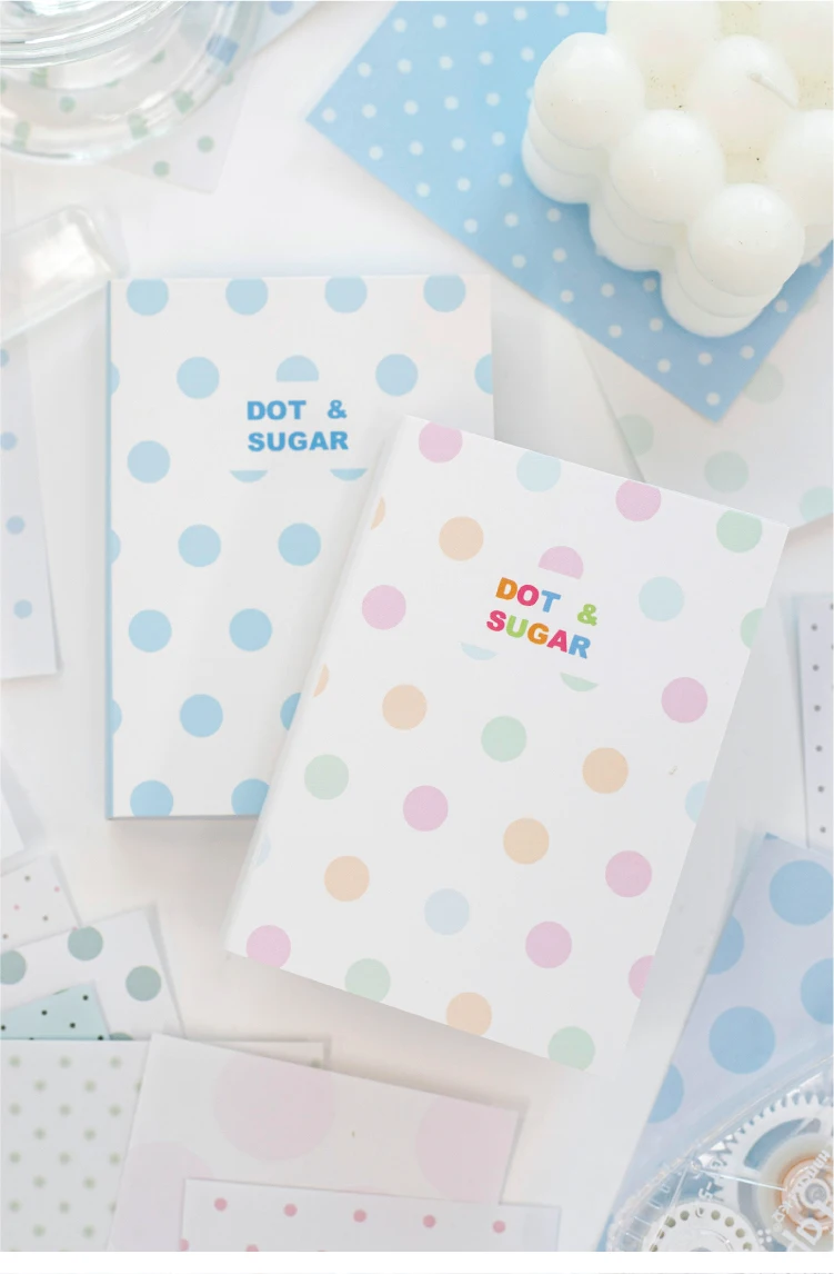Journal GO 200 Seiten Punktemuster und Zucker-Motiv Notizbuch Niedliches Polka-Dot-Muster Dekoratives Papierblock für Journaling und Scrapbooking – Detail 17