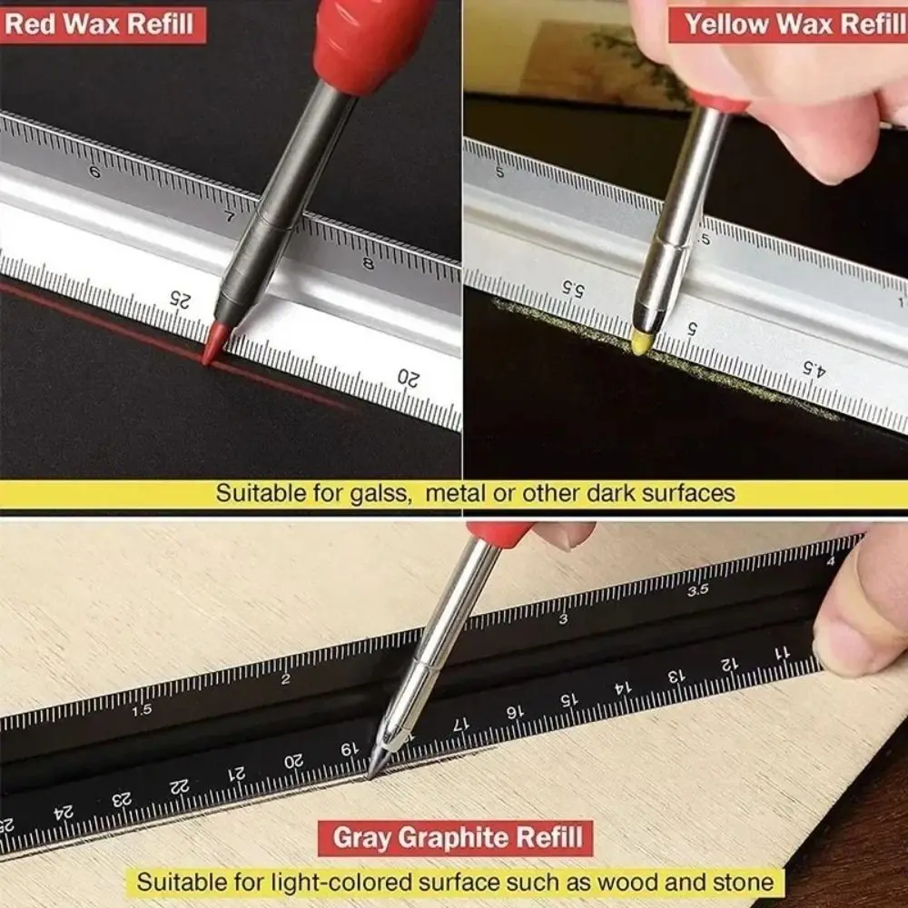 2.8mm Woodworking Pencil Deep Hole Marking Long Head Solid Carpenter Pencil Metal Built-in Sharpener Mechanical Pencil