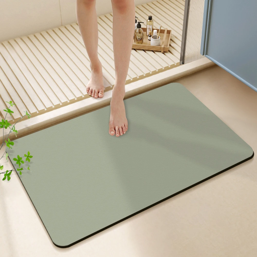 Solid Dusty Blue Plain Printed Bath Mat Quick Dry Entry Rug Matte Solid Tone Simple Graphic For Balcony Anti Slip Mat