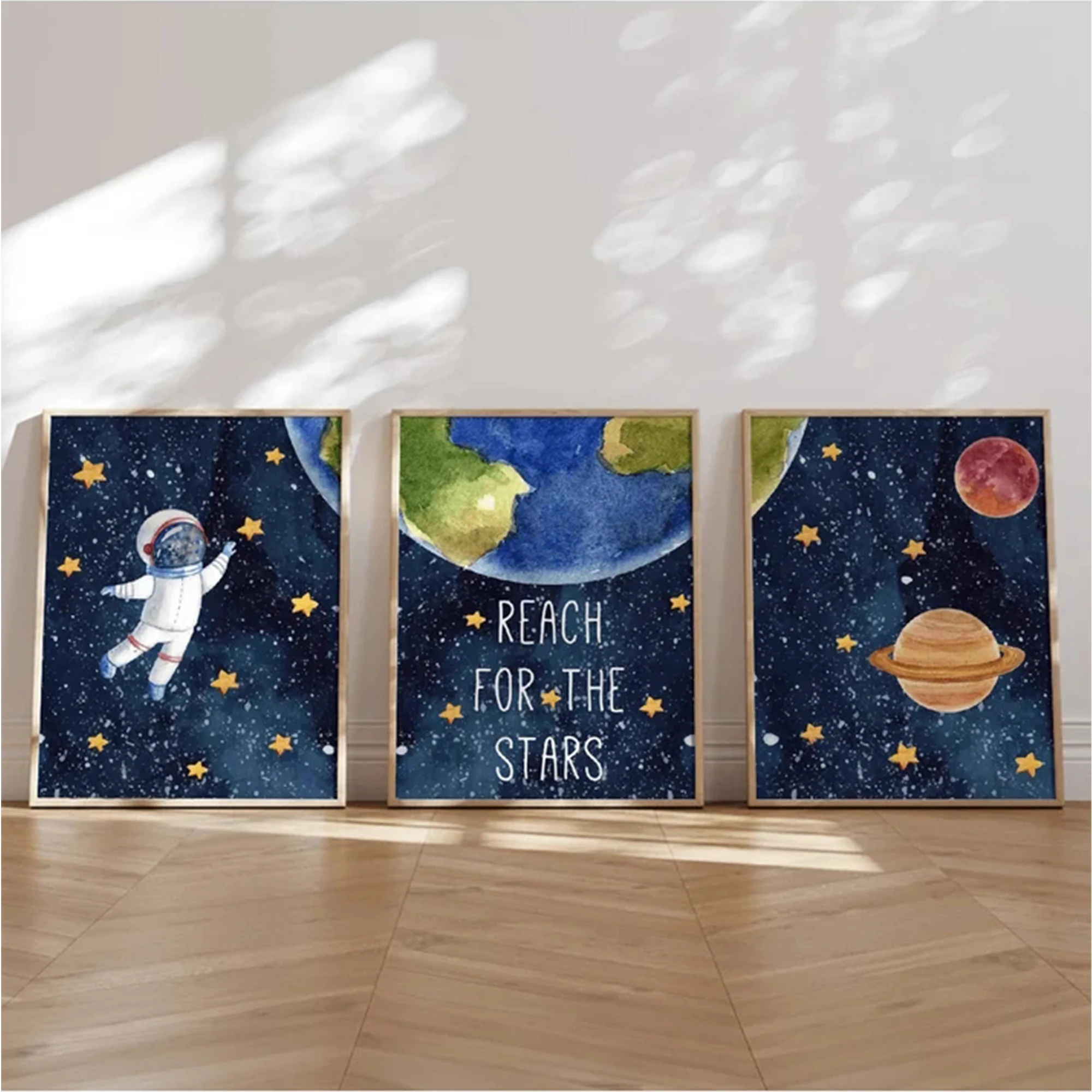 3pcs frameless Canvas Painting 3pcs Modern Cartoon Astronaut & Starry Sky Wall Art Print Canvas Painting Poster Picture For Livi