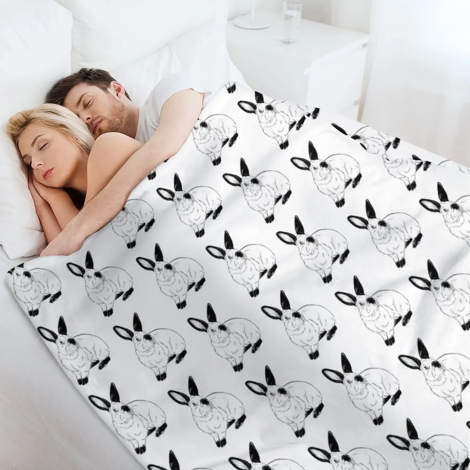 بطانية رمي أرنب كاليفورنيا أغطية سرير منقوشة مزخرفة بطانيات متعددة الأغراض #4