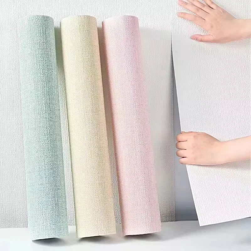 Self Adhesive Linen Texture Wall Sticker 3D Foam Wall Sticker Removable Easy Clean Wall Covering for Bedroom Living Room Decor