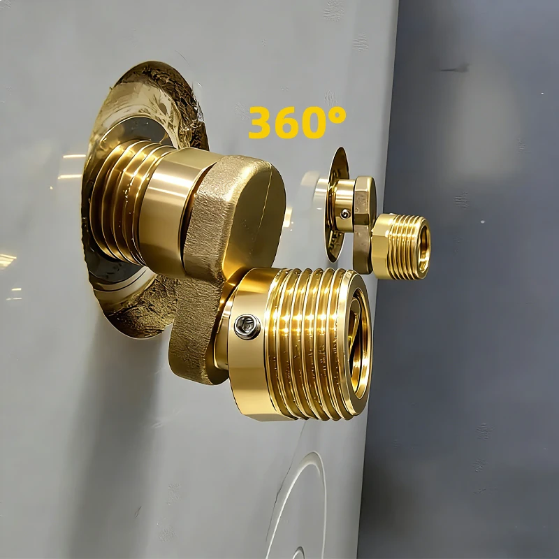 Angled Curved Foot Angle Adjustment 360° Rotatable Eccentric Screw Corner Wall Mounted Shower Faucet Adapter
