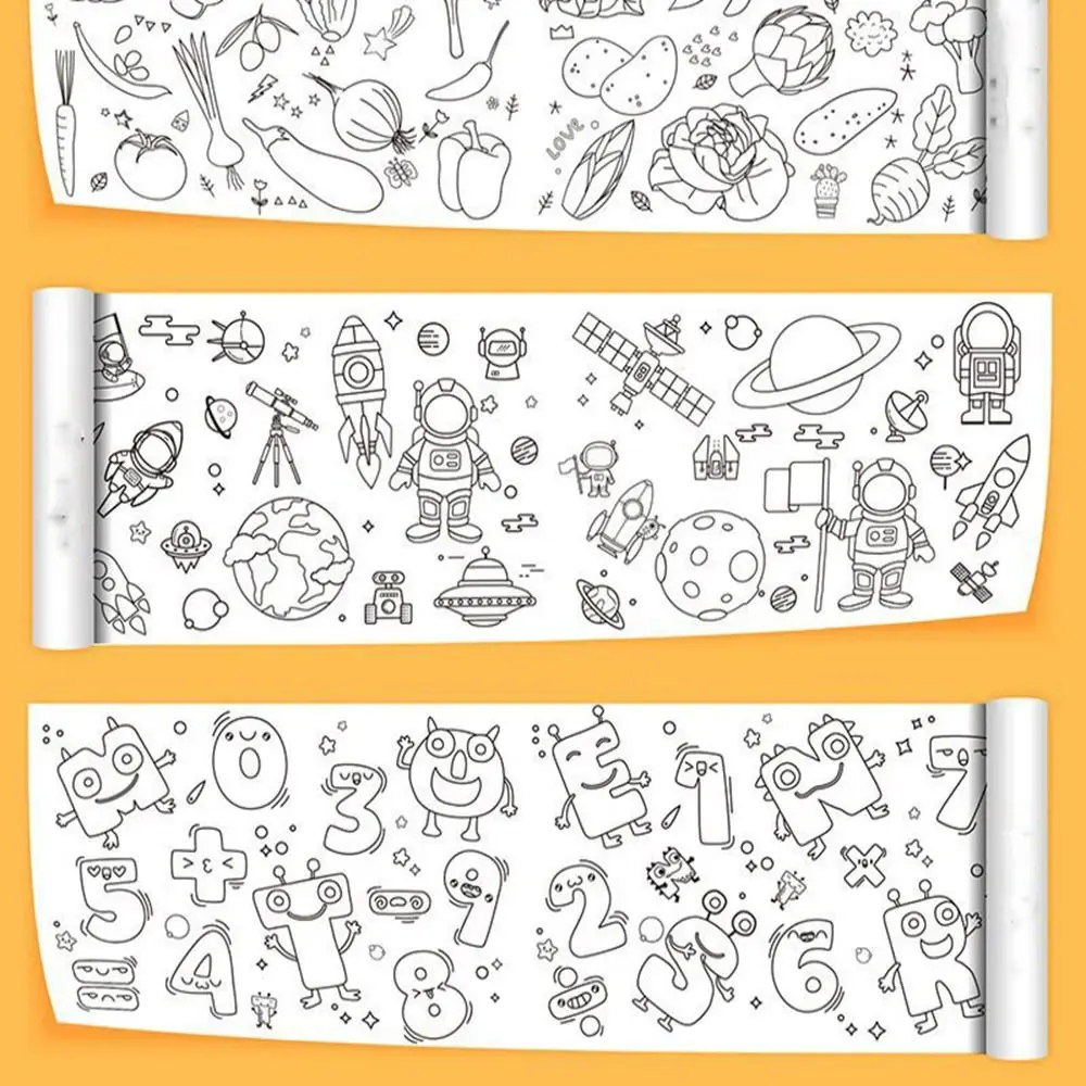 Jouets cadeau Art autocollant mural couleur remplissage papier défilement enfants dessin défilement enfants dessin rouleau blanc coloriage Pages