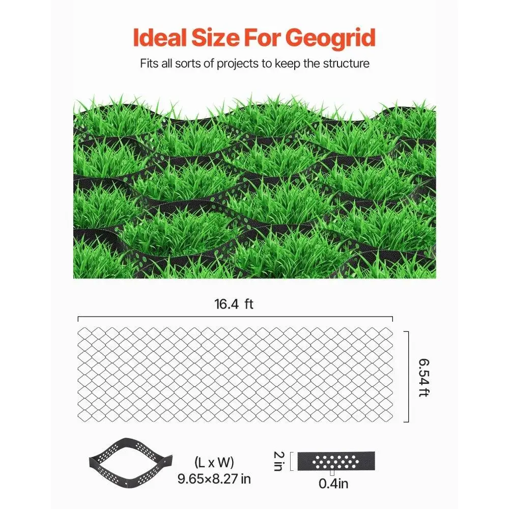 Geocell Ground Grid 2-дюймовая глубина 16,4x6,5 футов для решения для стабилизации гравия 5000x1980 мм Экологичные земляные работы