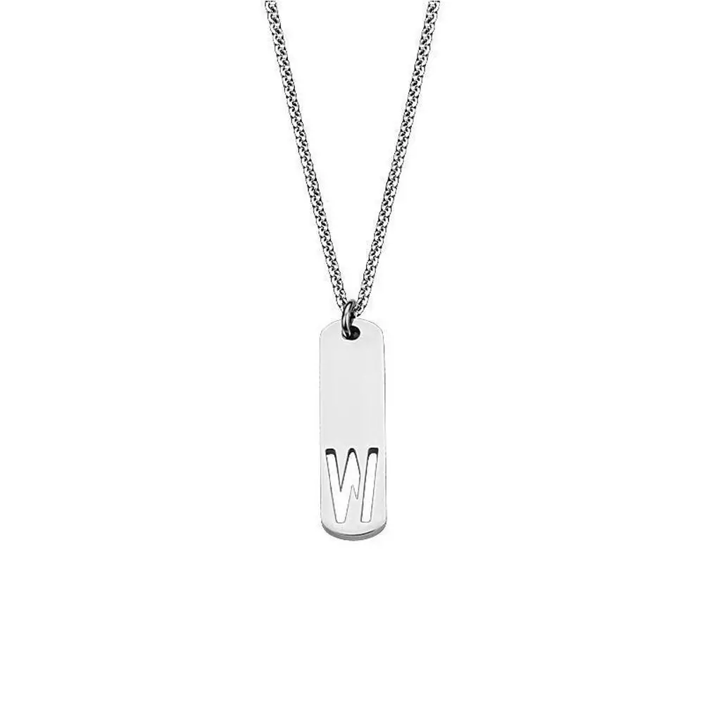 

Gifts Rectangle Pendant Titanium Steel 26 A-Z Letters Couple Sweater Chain Men Necklace Ins Style Necklace Fashion Jewelry
