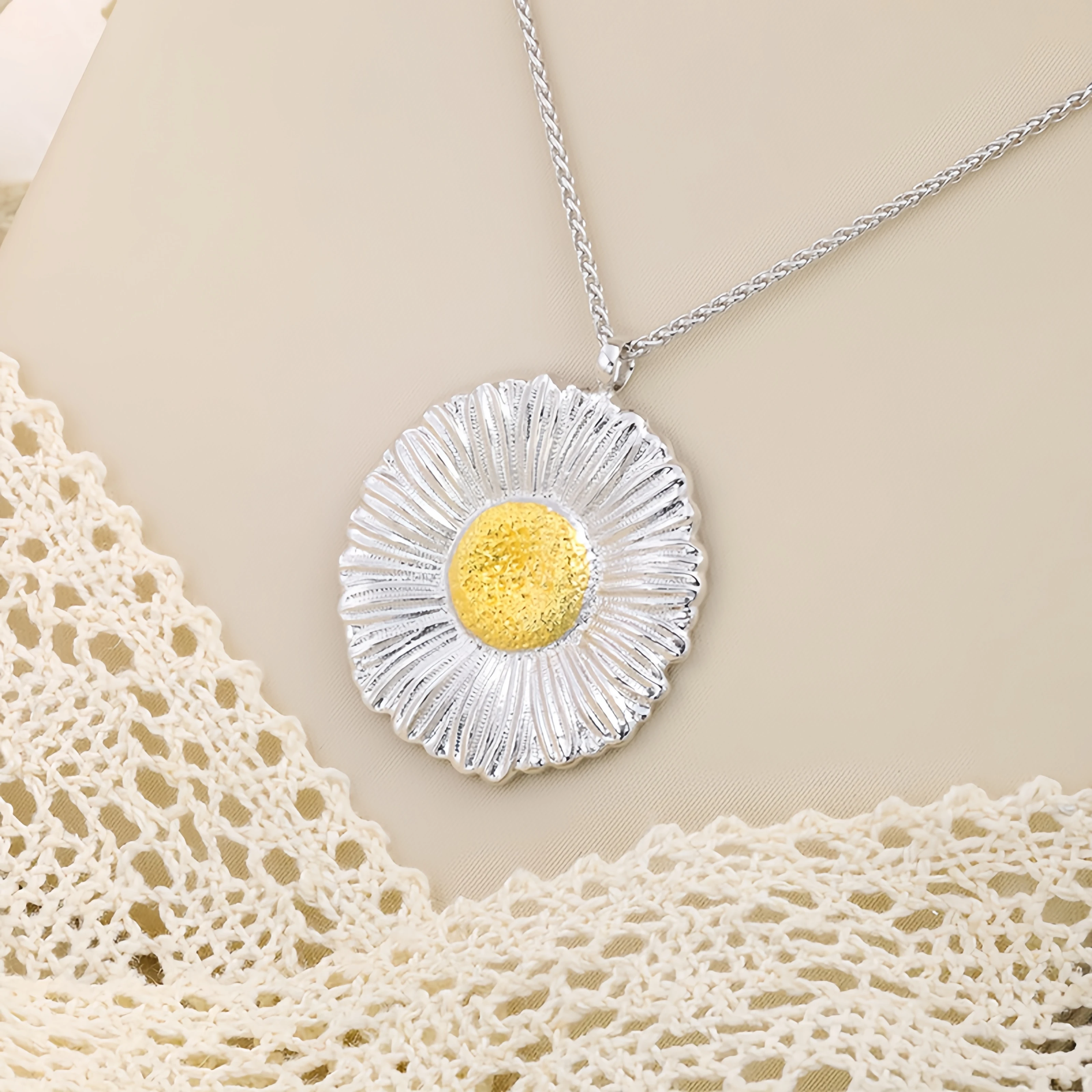 Mushan العلامة التجارية الفاخرة نحى زهرة ديزي قلادة 18 كيلو مطلية بالذهب 925 فضة قلادة القلائد غرامة مجوهرات #3