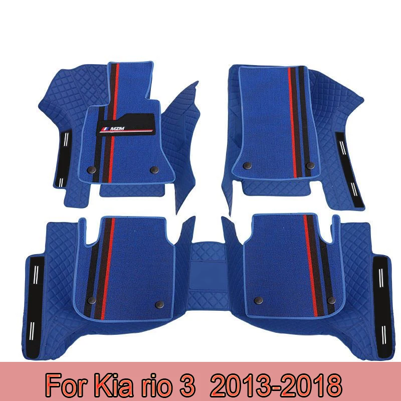 100% Fit Custom Made Leather Car Floor Mats For Kia rio 3 2013 2014 2015 2016 2017 2018 Carpets Rugs Foot Pads Accessories