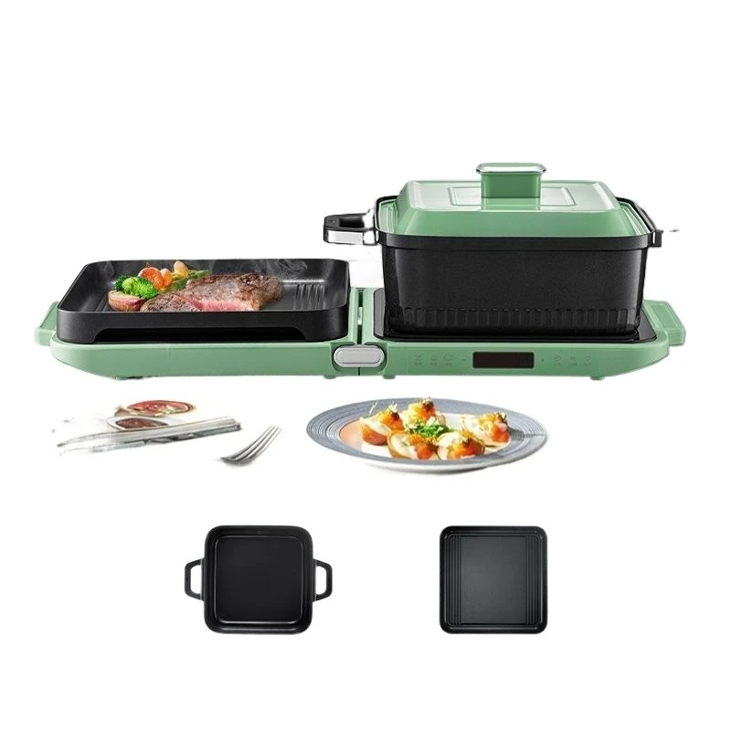 

Multifunctional cooking pot folding barbecue shabu integrated electric hot pot cooking fried barbecue pot
