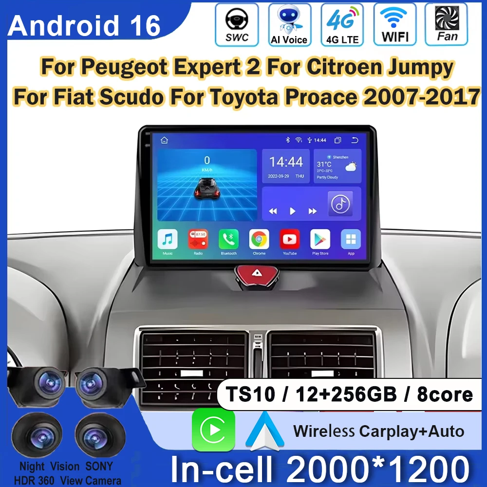 

Автомобильный радиоприемник для Peugeot Expert 2, Citroen Jumpy, Fiat Scudo, Toyota Proace 2007-2017, навигация, GPS, Carplay, Android Auto