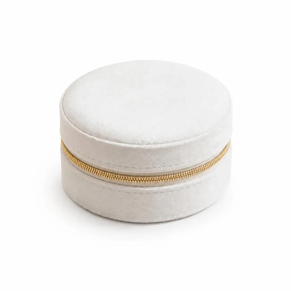 Velvet Jewelry Organizer Box Soft Lining Round Mini Travel Jewelry Case Zipper Portable Jewelry Storage For Jewelry Packaging