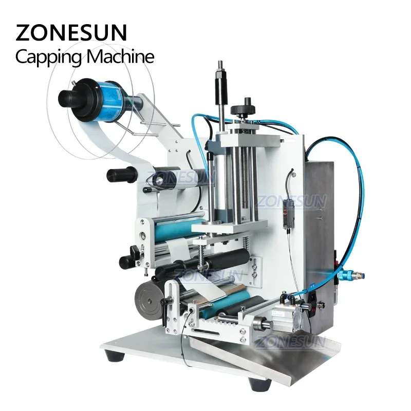 ZONESUN Vial Labeling Machine Sticker Pasting Machine Auto Discharging for Cylindrical Bottle Pen ReagentsTube Syringes E-bottle