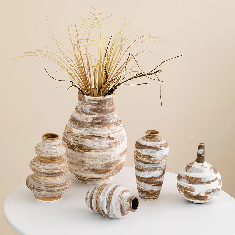 

Ceramic vase - Uraishiki style decoration for living room, flower arrangement piece, dried flowers, floor-mounted, retro
