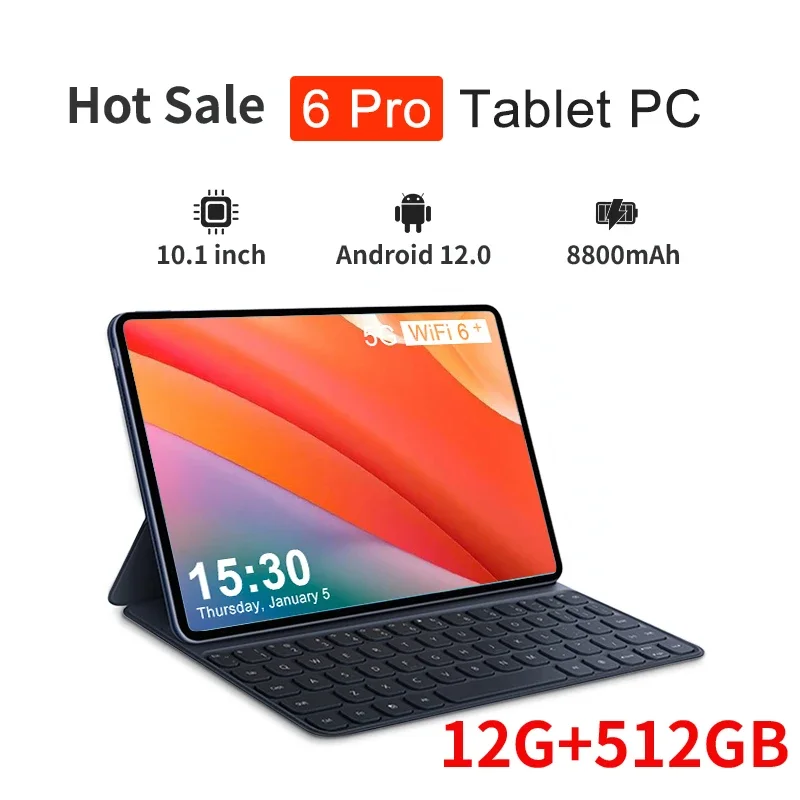 2025 New 10.1 Inch Global Version Tablet PC Android 12.0 12G+512GB Tablet Support ZOOM Google Meet 4G Network Wifi Tablet Pc