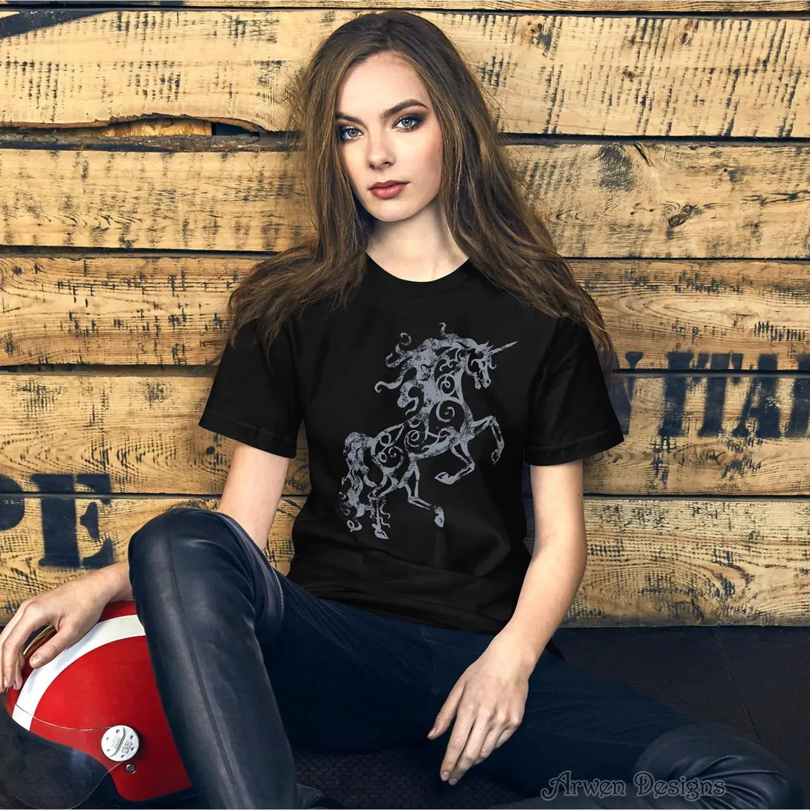 Tribal Unicorn T shirt Stylized Rearing for Adults and Kids vintage Washed Casual Stretched Unisex homme designer clothes