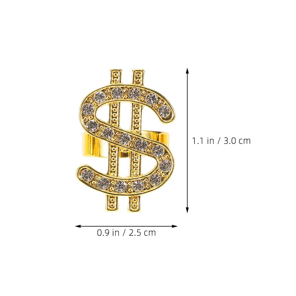 6 قطعة حلقات متلألئة بلينغ الهيب هوب زي الدعائم الشرير مغني الراب اكسسوارات بيان الدائري ل تأثيري زي حفلة تنكرية #4