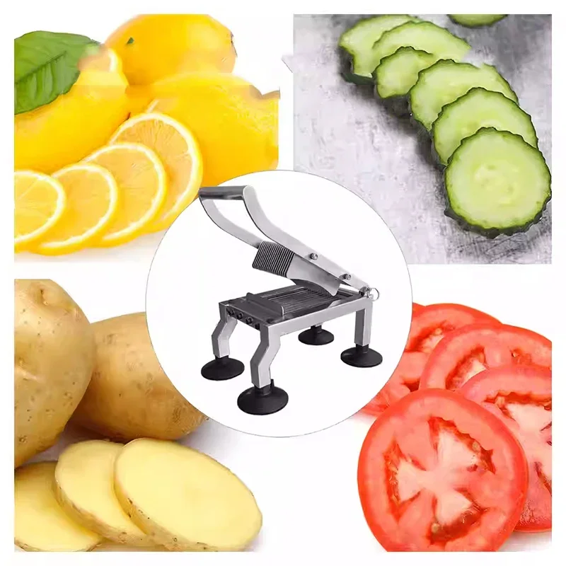 Rebanador Manual de patatas de acero inoxidable, rebanador de limón, cortador de verduras, procesador de alimentos de 5MM/10MM/15MM