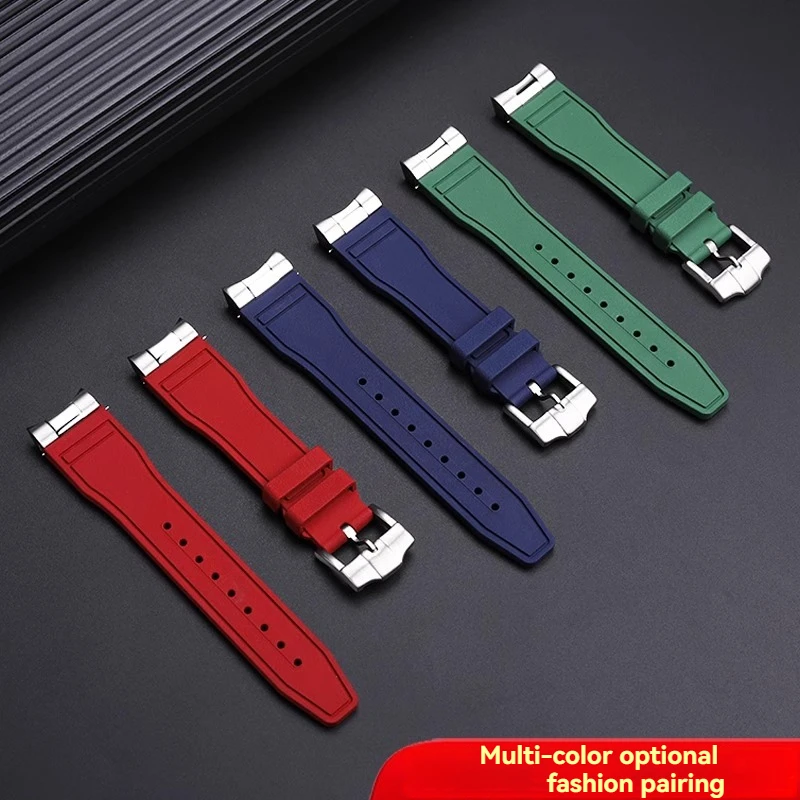 For Tudor 1958 Biwan M79360 M79363N Steel Particle Adapter Fluoro Rubber Watchband Bay Timer Bracelet Waterproof Strap 21mm 22mm